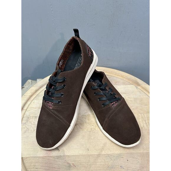 Toms Other - Toms Viaje Brown Mens Sneakers Shoes 9.5 Suede Tribal Print Red Comfort